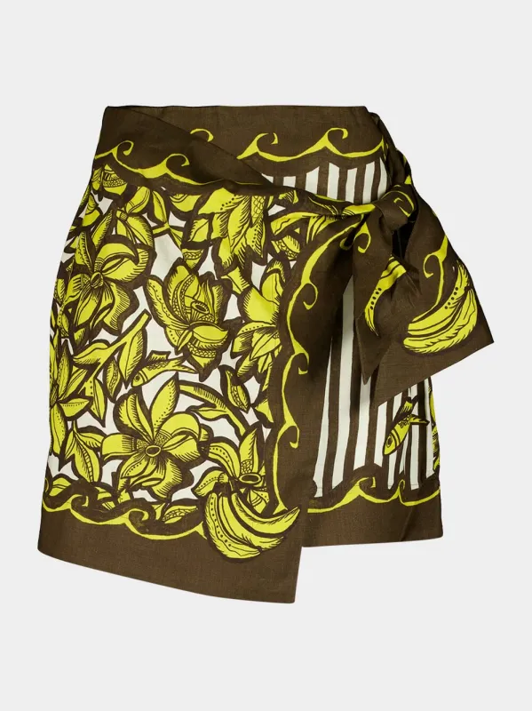 Yellow Mona Hemp Sarong Mini Skirt made by Alemais