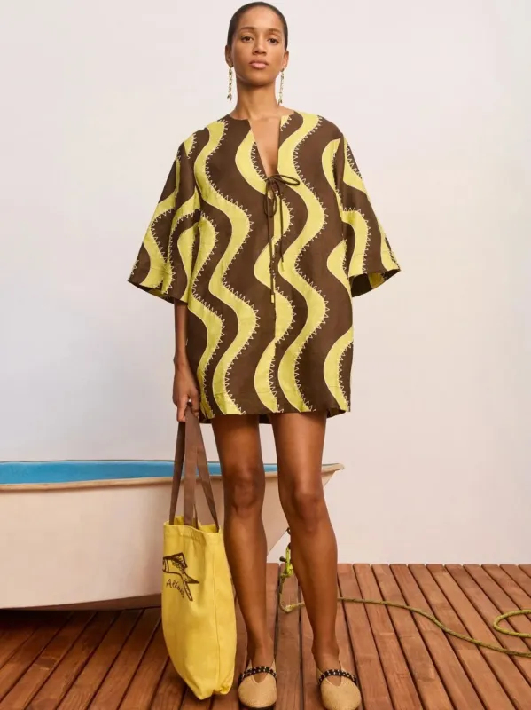 Yellow Frankie Linen Mini Tunic Dress made by Alemais
