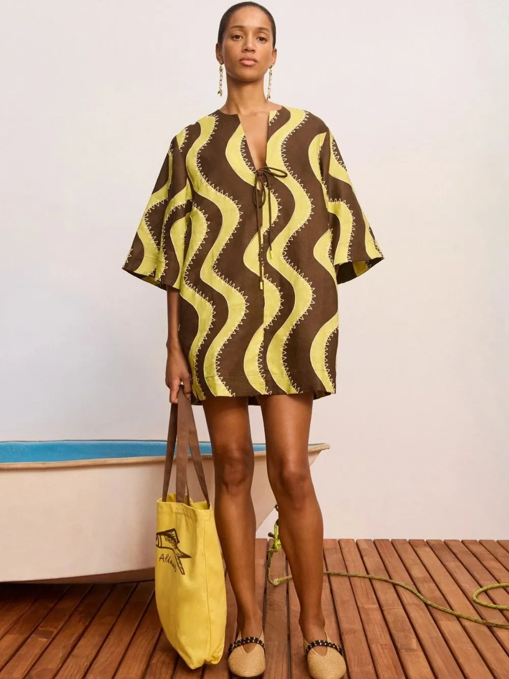 Yellow Frankie Linen Mini Tunic Dress sold by Fashion Clinic