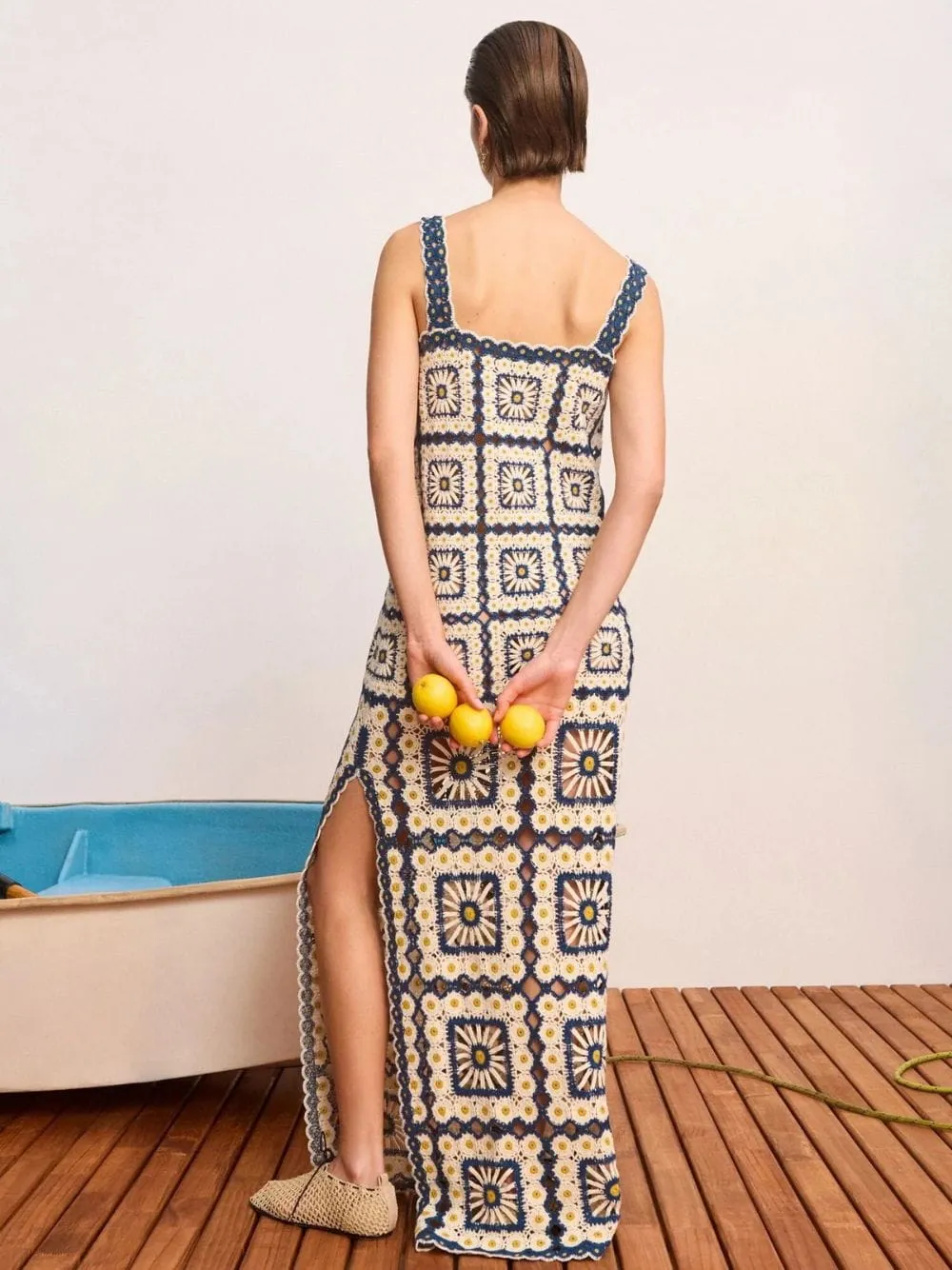 Blue Dolly Crochet Cotton Midi Dress sold by Fashion Clinic product image thumbnail 4