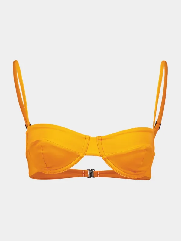Mandarin Orange Adjustable Vintage Bikini Top made by Haight