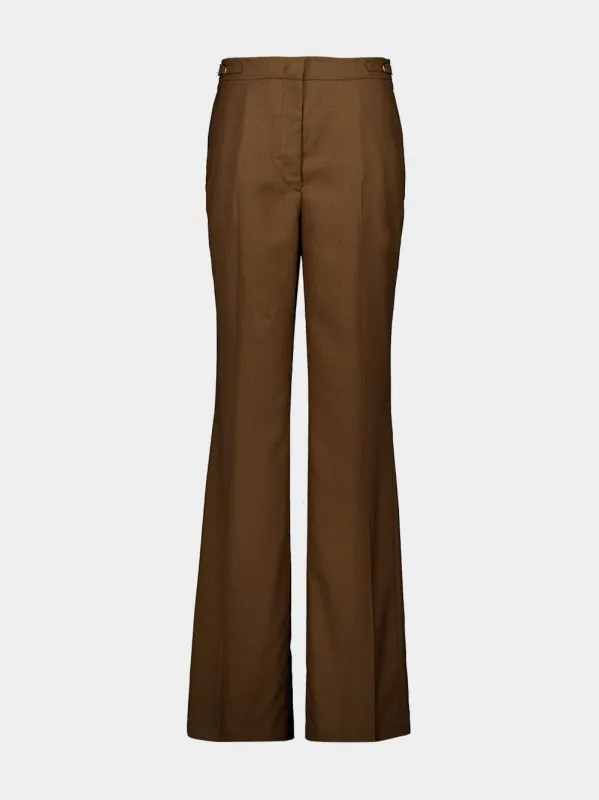 Vesta Flare Pant in Chestnut Wool Silk made by Gabriela Hearst