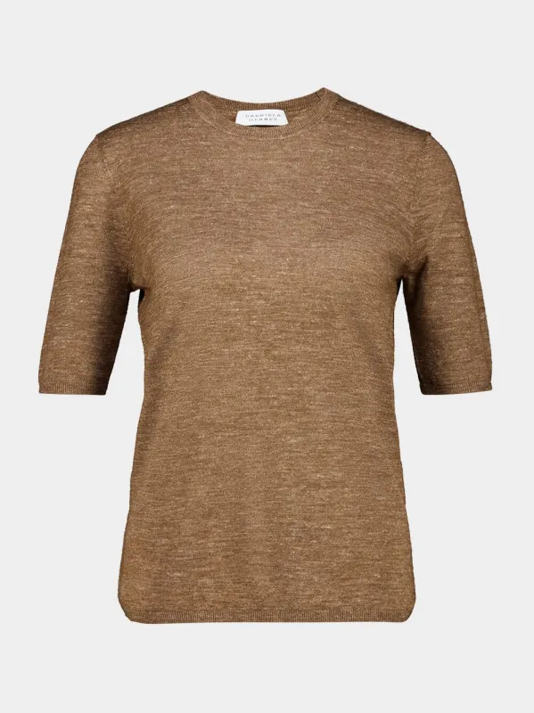 Chryse Knit T-Shirt in Chestnut Cashmere Silk made by Gabriela Hearst