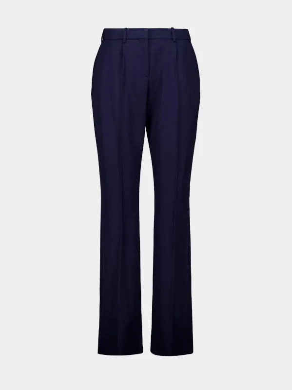 Navy Blue Slim Tailored Wool Trousers made by Balenciaga