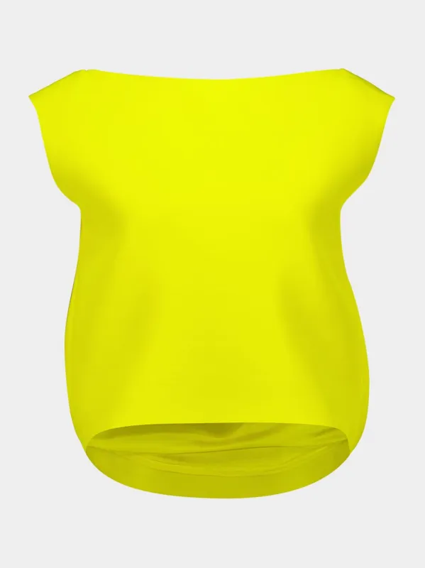 Yellow Draped Back Wool Top made by Balenciaga