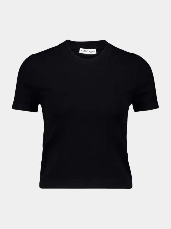 Black Short Sleeve Knit Top made by Altuzarra
