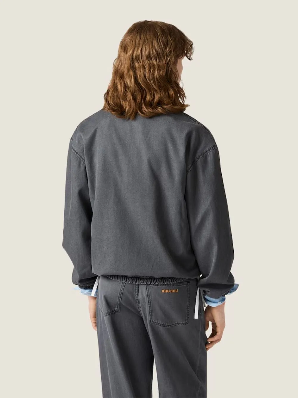 Black Chambray Blouson Jacket sold by Fashion Clinic product image thumbnail 4