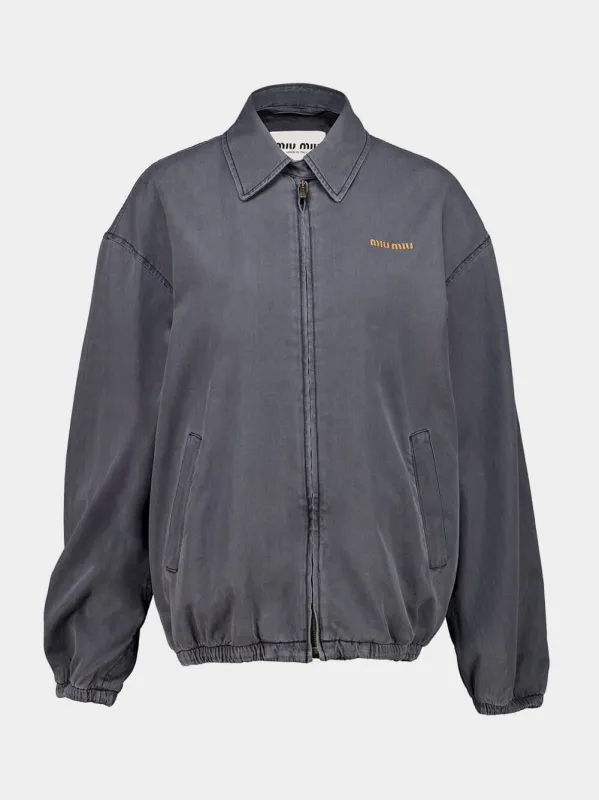 Black Chambray Blouson Jacket made by Miu Miu