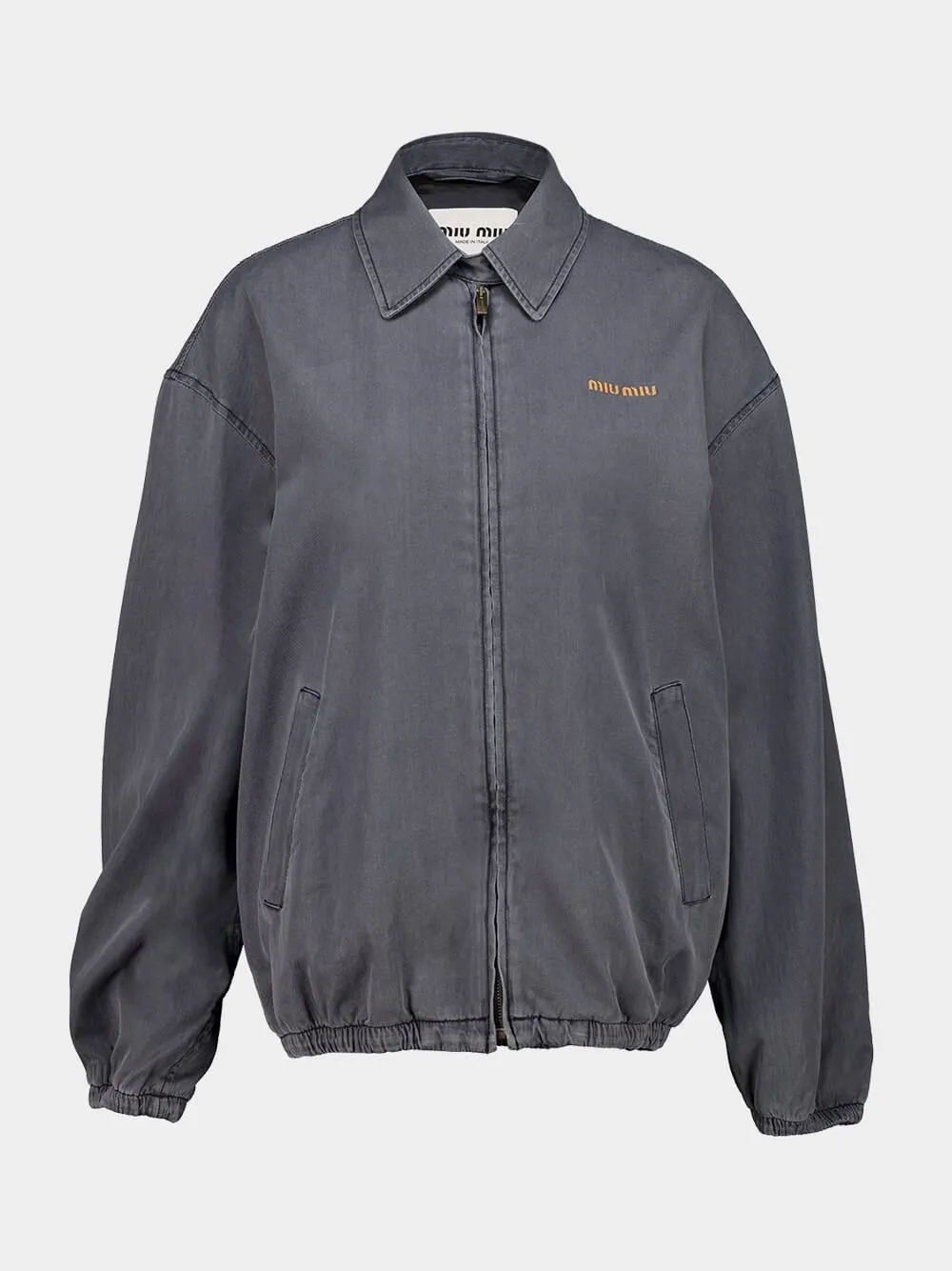 Black Chambray Blouson Jacket sold by Fashion Clinic