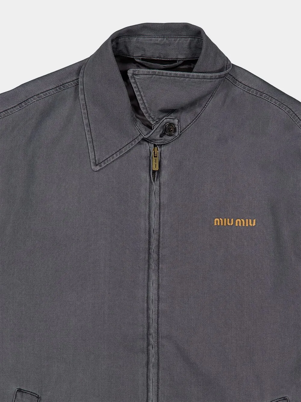 Black Chambray Blouson Jacket sold by Fashion Clinic product image thumbnail 5