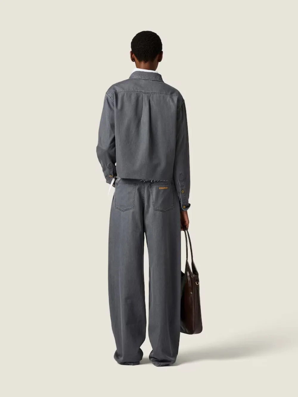 Black Chambray Wide-Leg Jeans sold by Fashion Clinic product image thumbnail 4