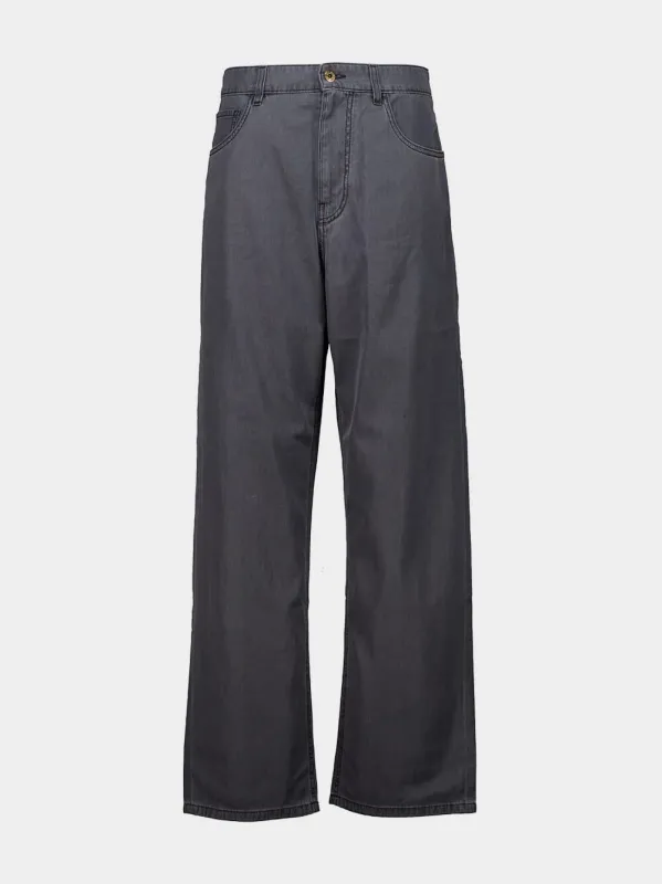 Black Chambray Wide-Leg Jeans made by Miu Miu