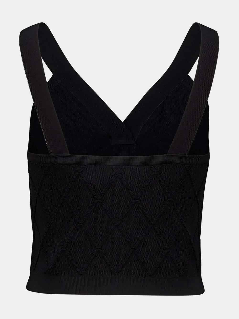 Black Quilted Knit V-Neck Top sold by Fashion Clinic product image thumbnail 2
