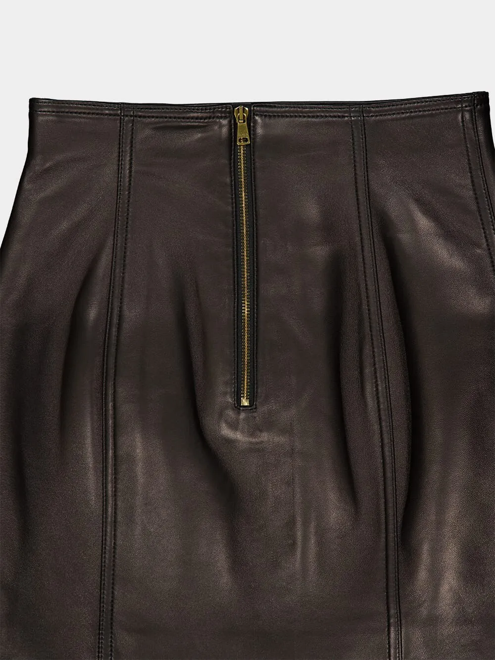Black High-Waist Leather Mini Skirt sold by Fashion Clinic product image thumbnail 4