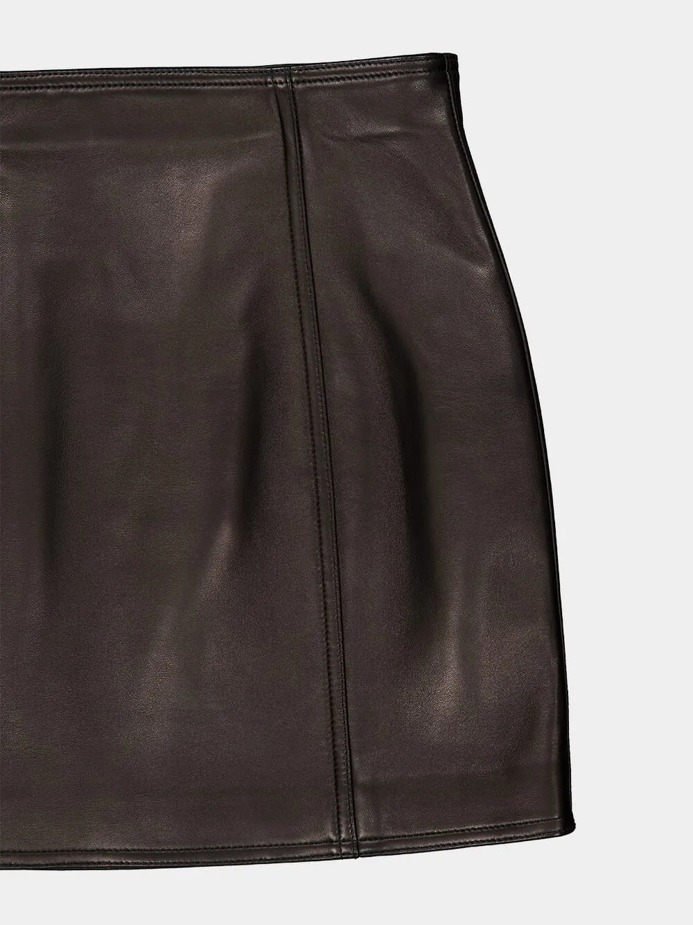 Black High-Waist Leather Mini Skirt sold by Fashion Clinic product image thumbnail 3