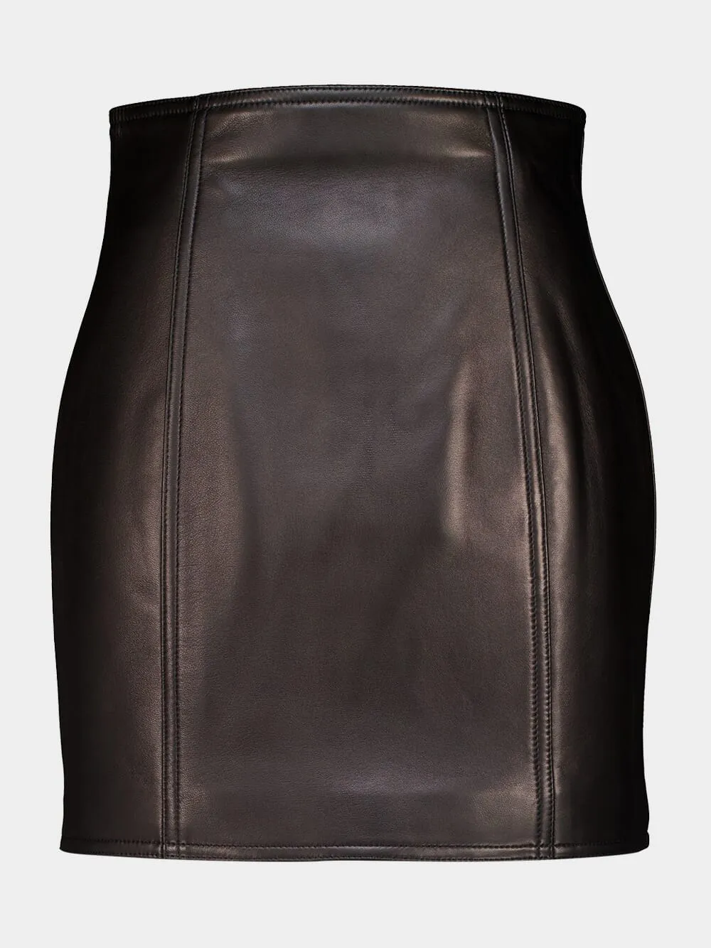 Black High-Waist Leather Mini Skirt sold by Fashion Clinic