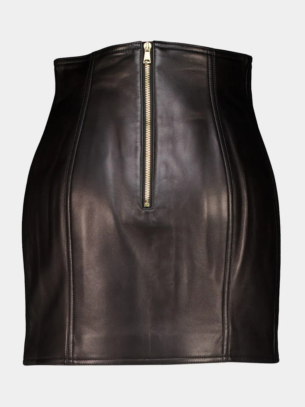 Black High-Waist Leather Mini Skirt sold by Fashion Clinic product image thumbnail 2