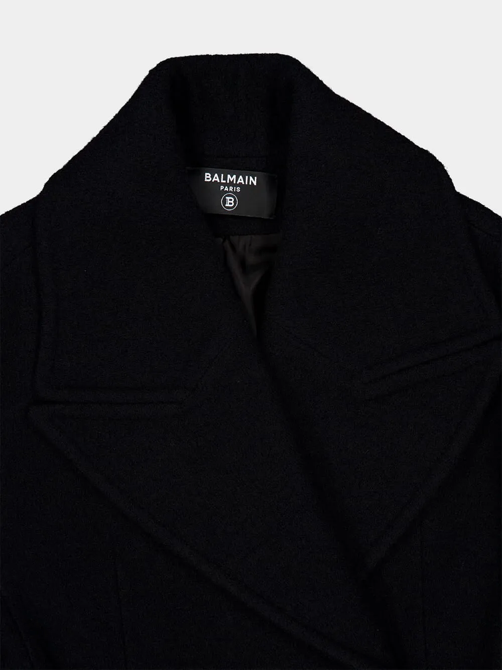 Black Belted Wool Pea Coat sold by Fashion Clinic product image thumbnail 5