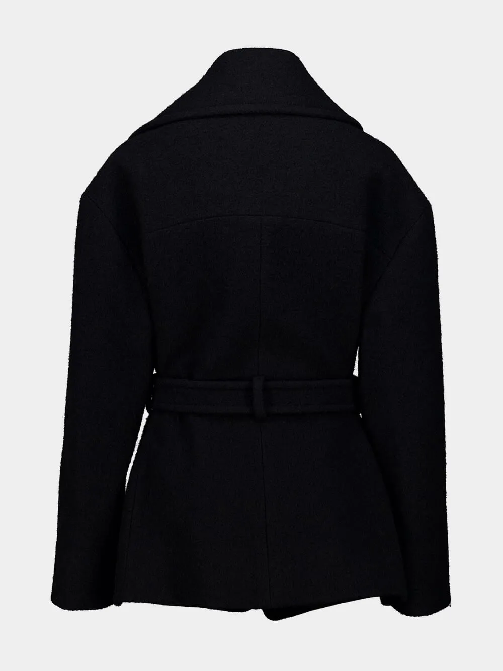 Black Belted Wool Pea Coat sold by Fashion Clinic product image thumbnail 4