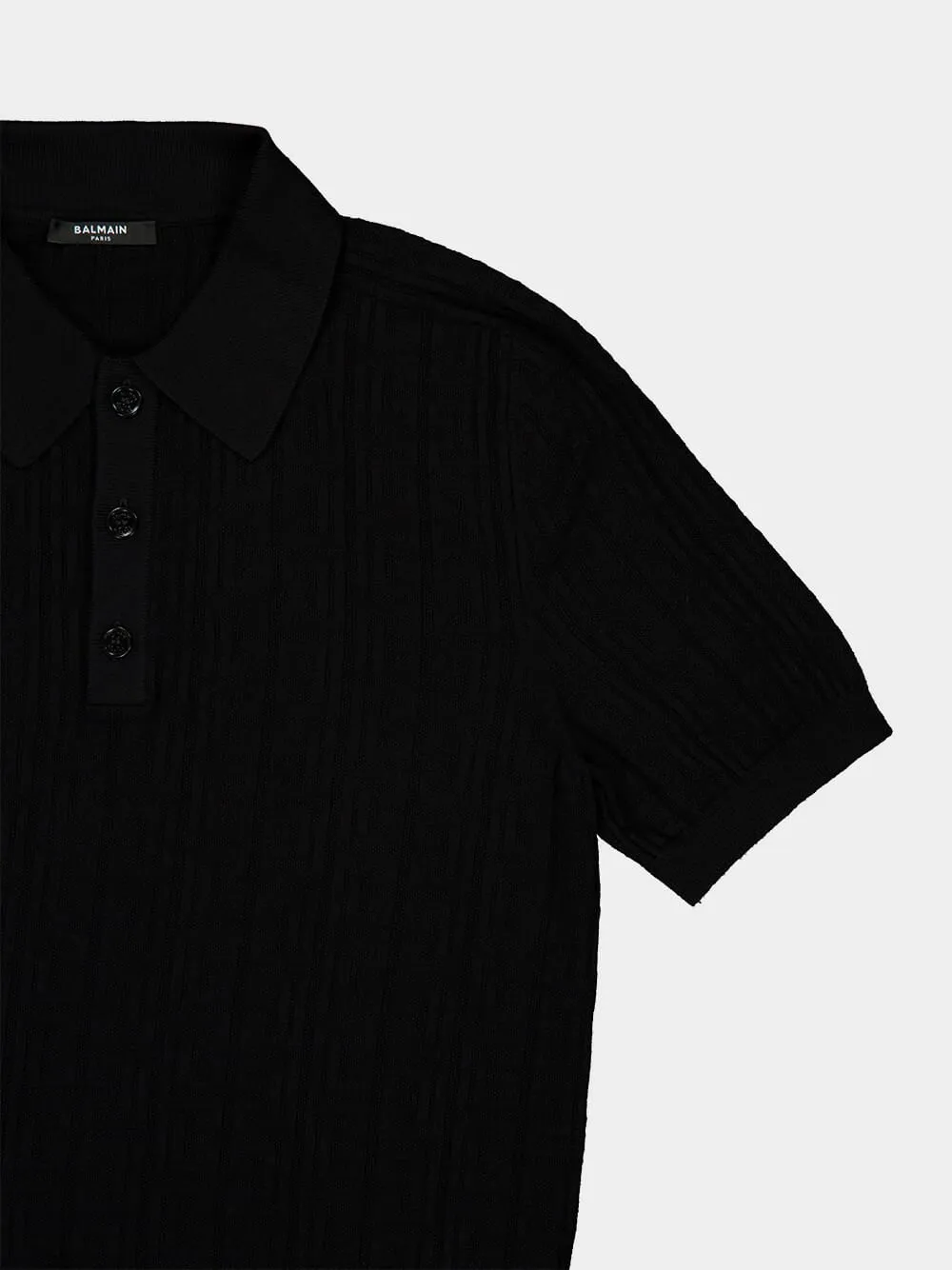 Black Monogram Knit Polo Shirt sold by Fashion Clinic product image thumbnail 4