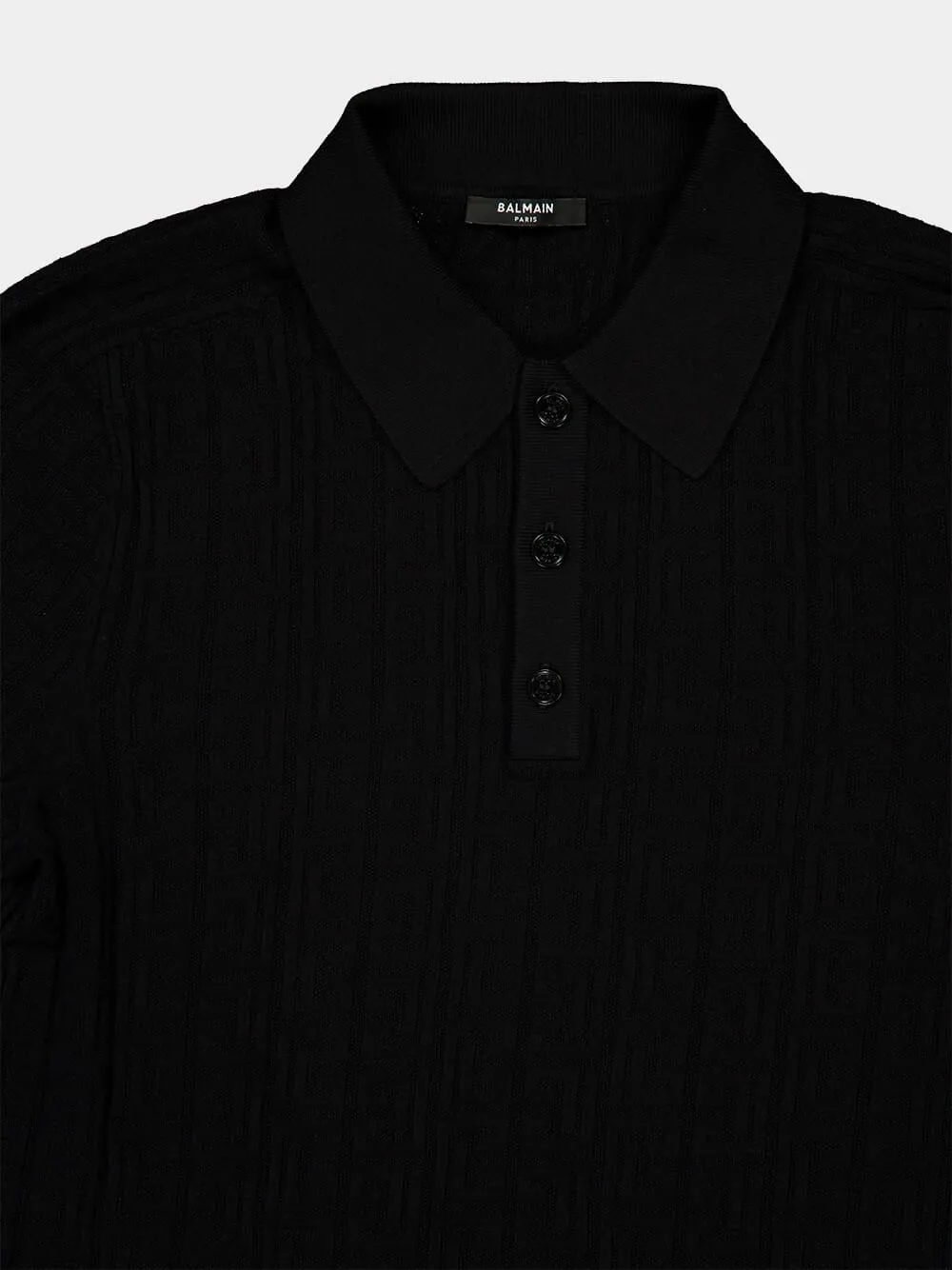 Black Monogram Knit Polo Shirt sold by Fashion Clinic product image thumbnail 3