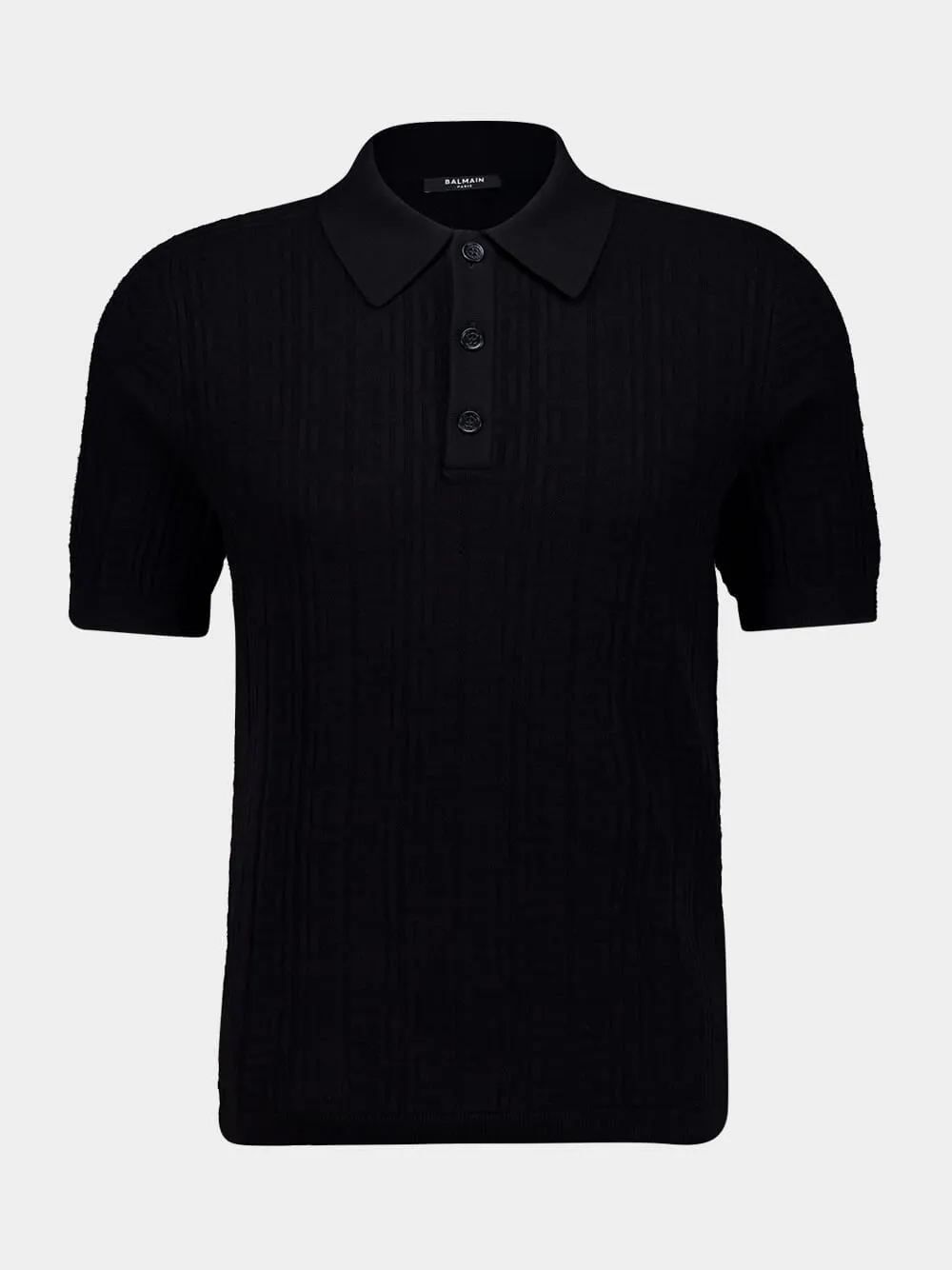 Black Monogram Knit Polo Shirt sold by Fashion Clinic