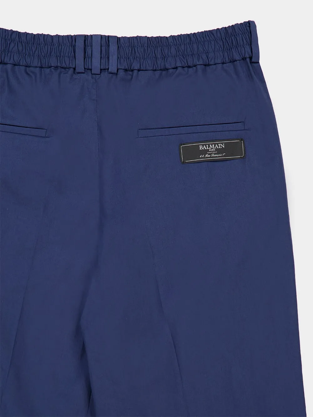 Blue Regular Fit Cotton Trousers sold by Fashion Clinic product image thumbnail 4