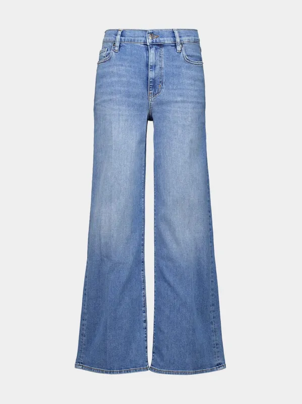 Gossamer Blue Le Slim Palazzo Jeans made by Frame Denim