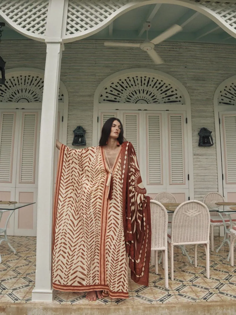 Ecru and Brown The Secret Of The Sun Tunic Dress sold by Fashion Clinic product image thumbnail 2
