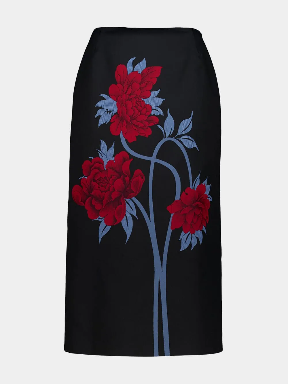 Peonies Blue Jacquard Pencil Skirt sold by Fashion Clinic