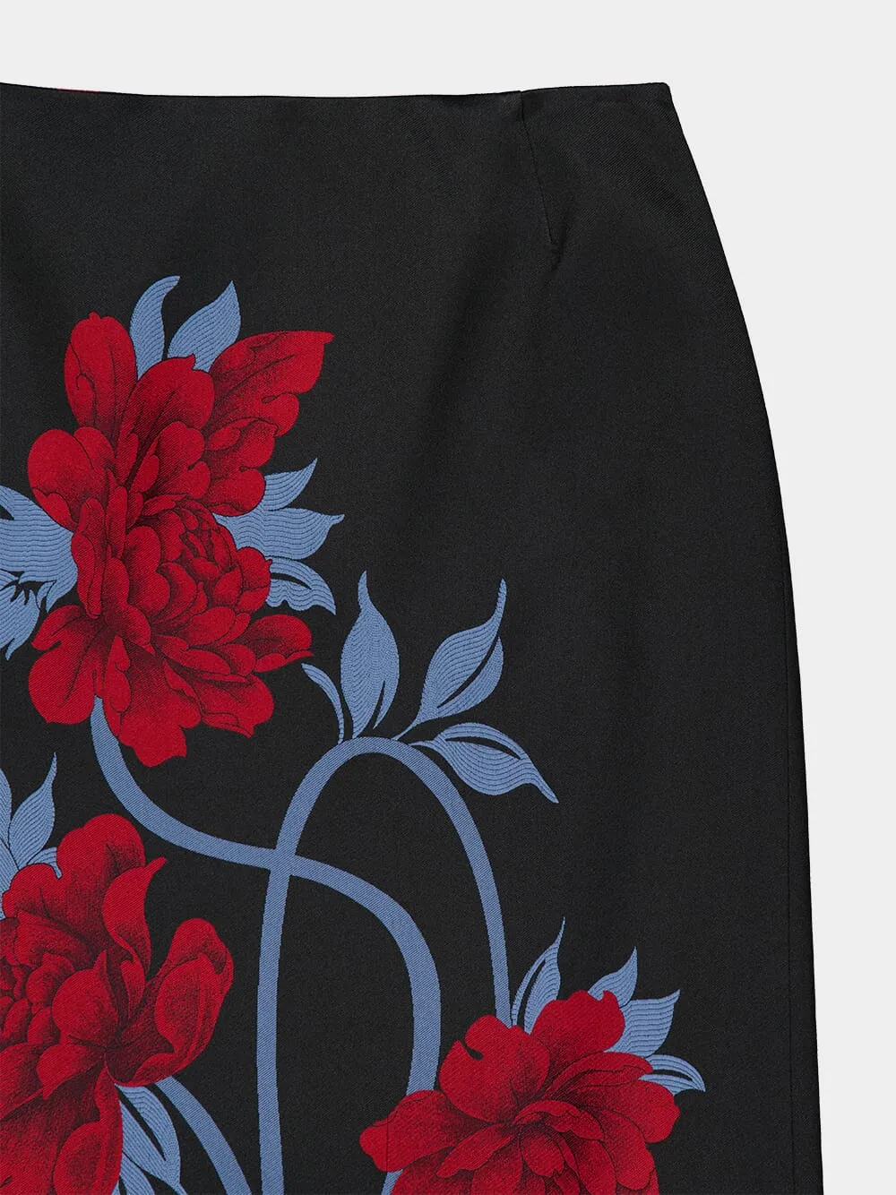 Peonies Blue Jacquard Pencil Skirt sold by Fashion Clinic product image thumbnail 3