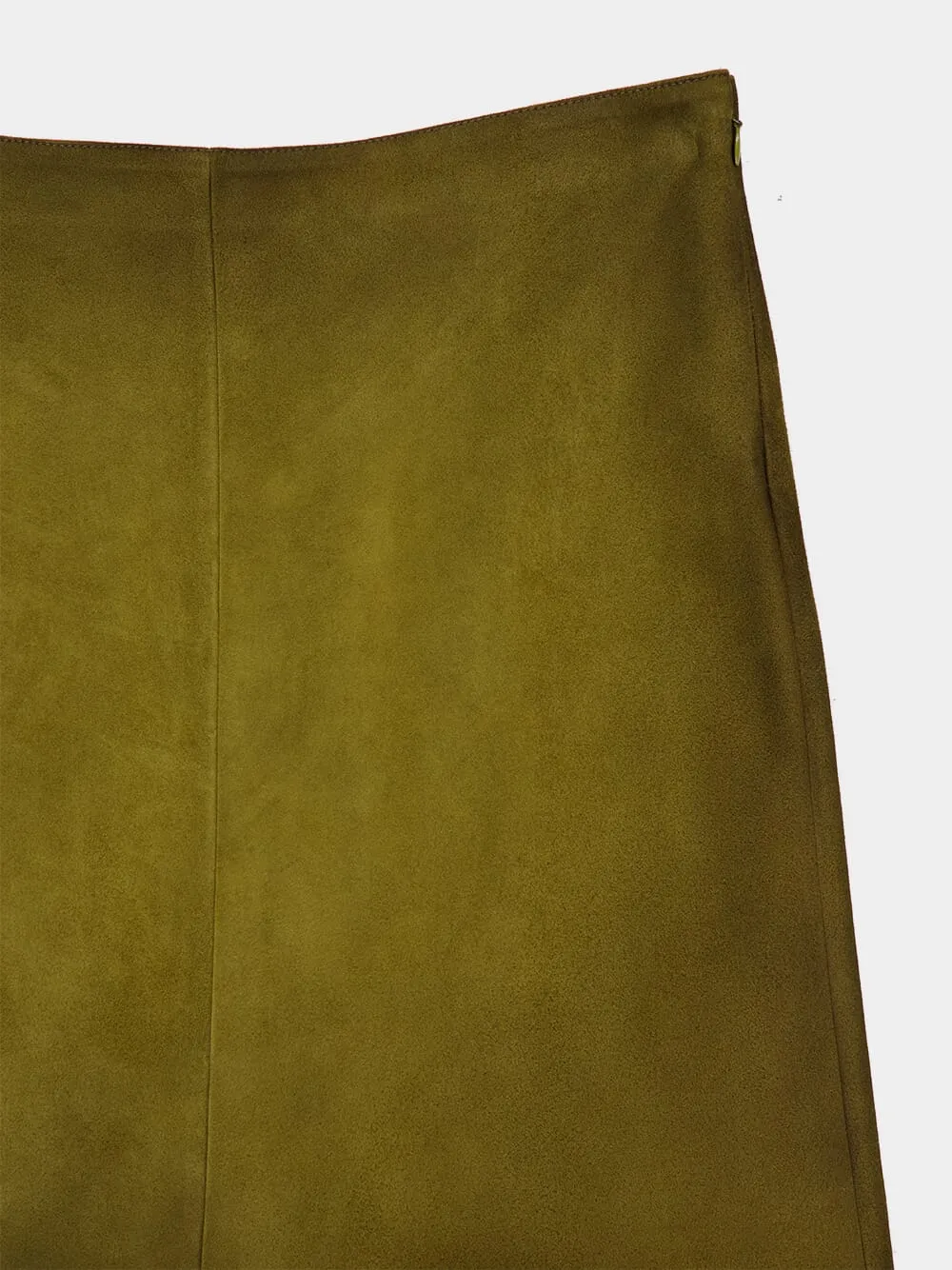 Green Waxed Suede Midi Skirt sold by Fashion Clinic product image thumbnail 5