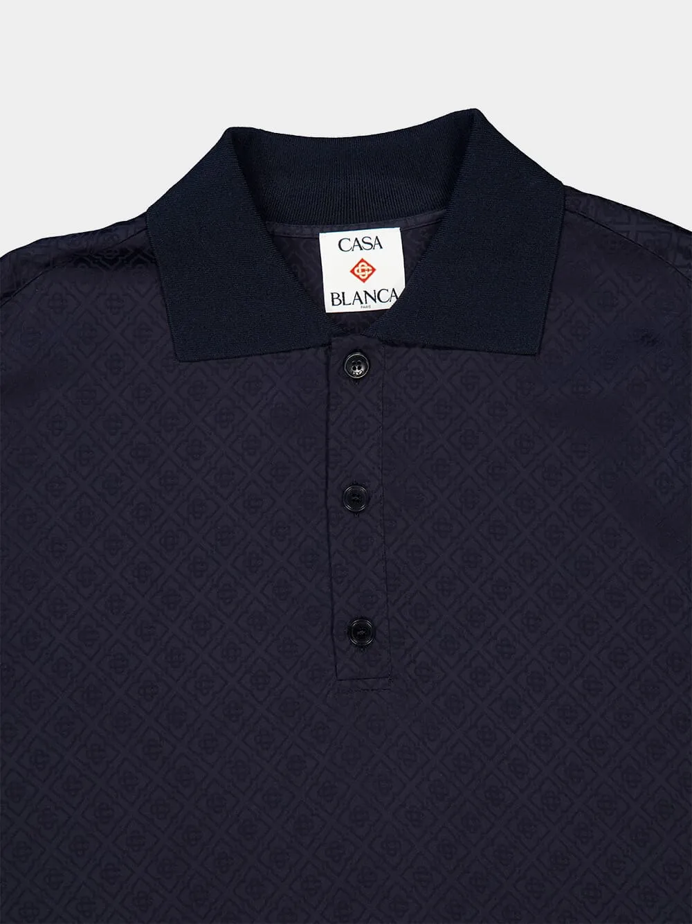 Dark Navy Viscose Knit Polo Shirt sold by Fashion Clinic product image thumbnail 3