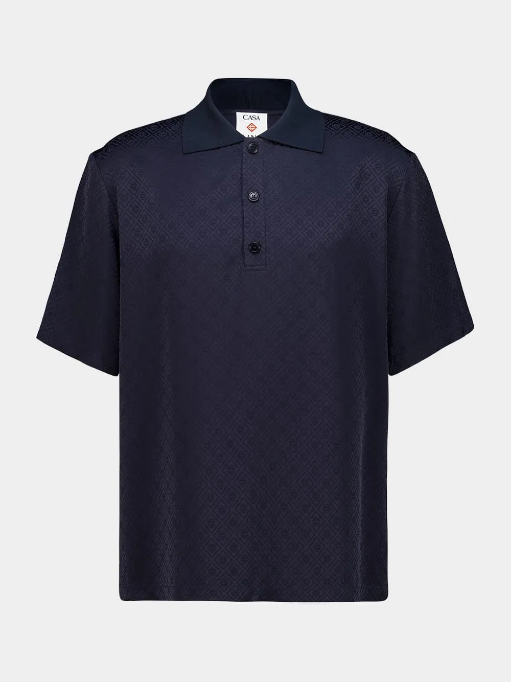 Dark Navy Viscose Knit Polo Shirt sold by Fashion Clinic