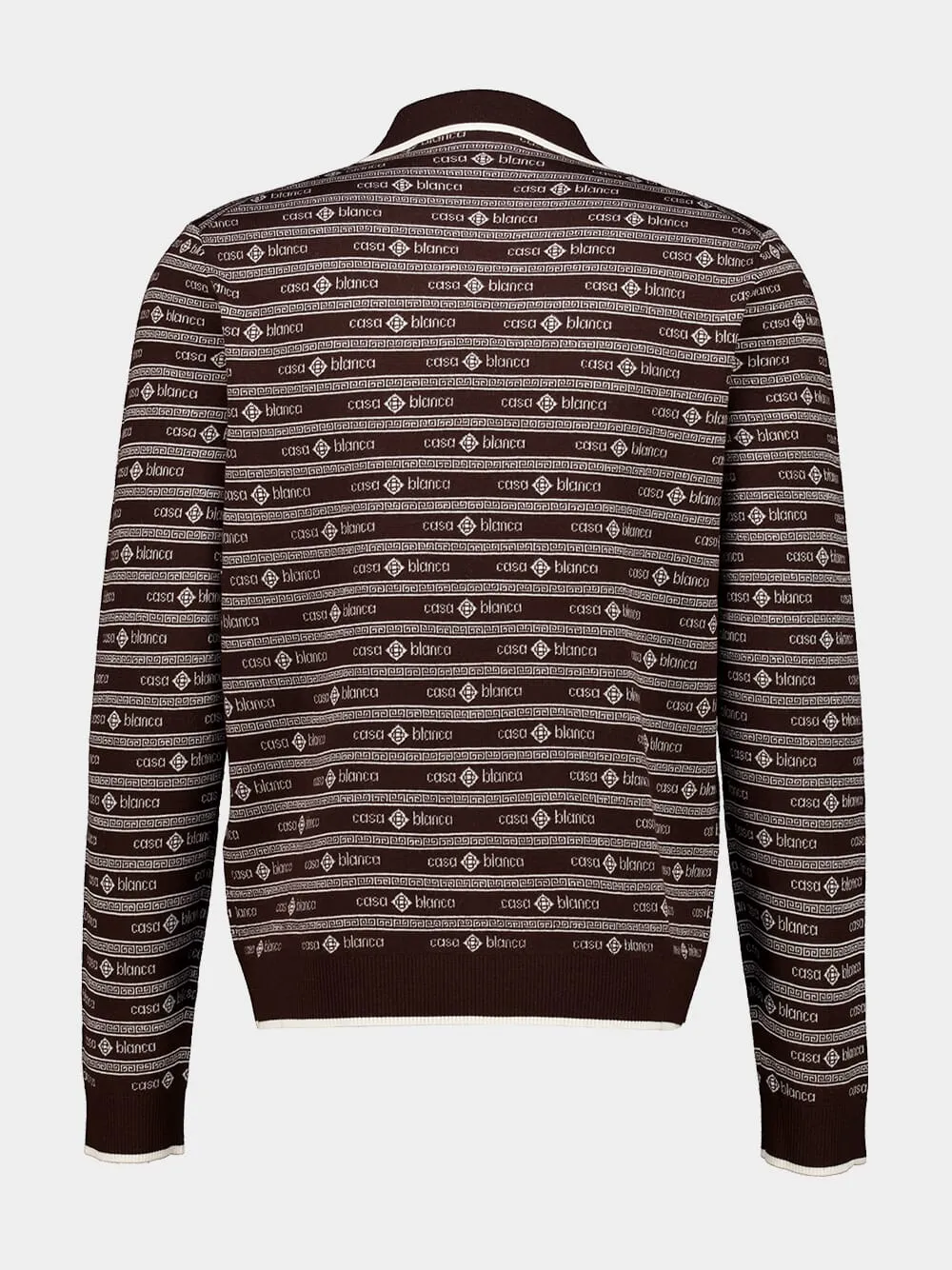 Dark Brown Knit Logo Long Sleeve Polo Shirt sold by Fashion Clinic product image thumbnail 4