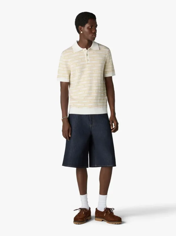 Beige Knit Logo Short Sleeve Polo Shirt made by Casablanca
