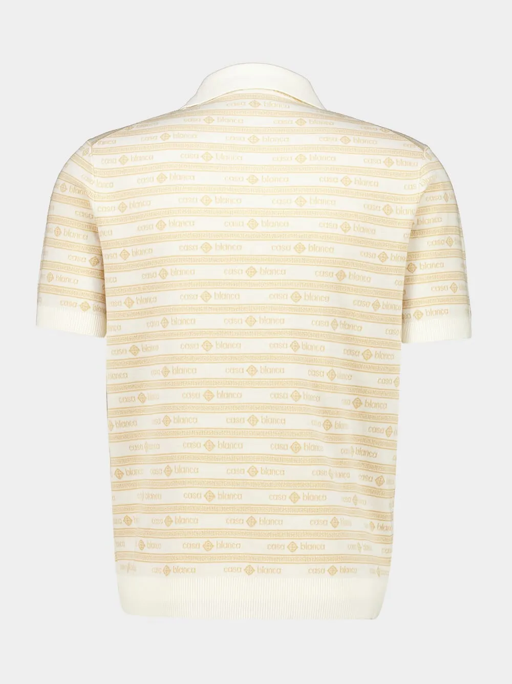 Beige Knit Logo Short Sleeve Polo Shirt sold by Fashion Clinic product image thumbnail 4