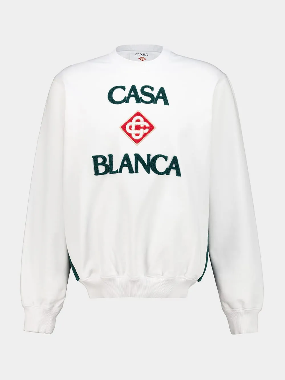 White Bouclé Embroidered Cotton Sweatshirt sold by Fashion Clinic