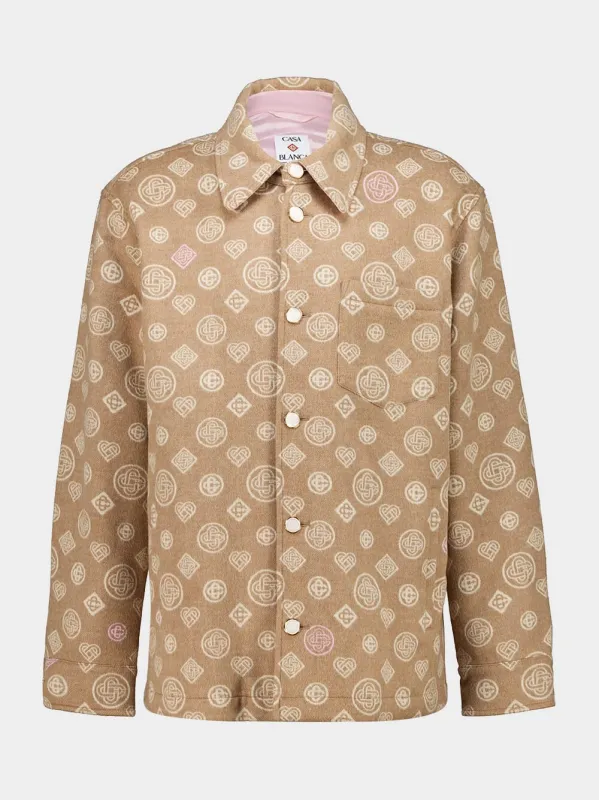 Beige Monogram Wool Overshirt made by Casablanca