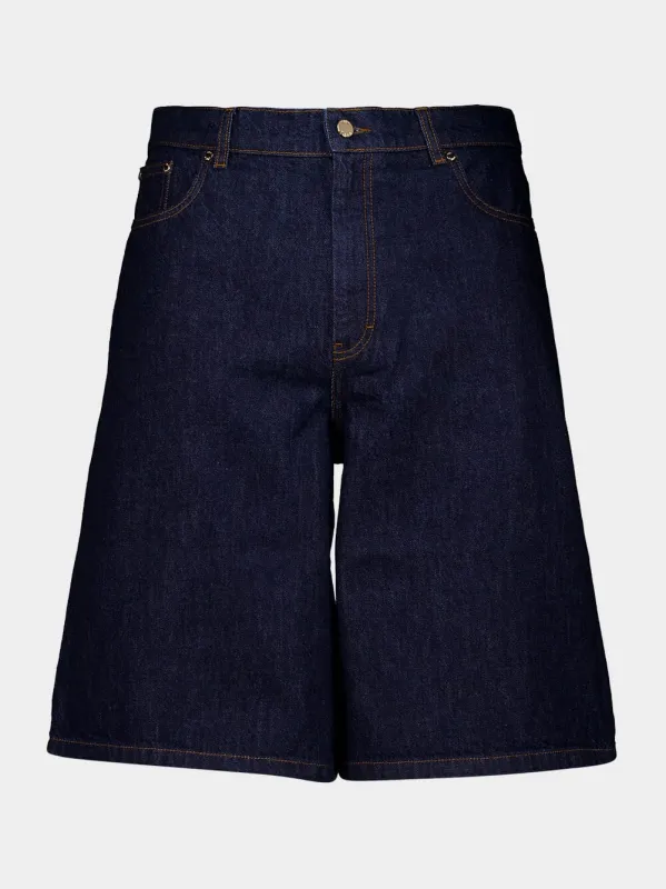 Indigo Blue Raw Denim Shorts made by Casablanca