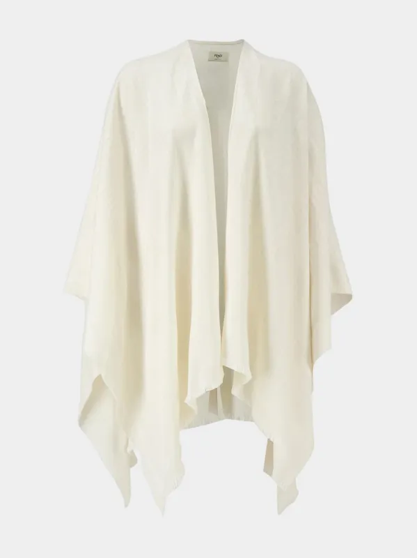 Ivory FF Wool Silk Poncho made by Fendi
