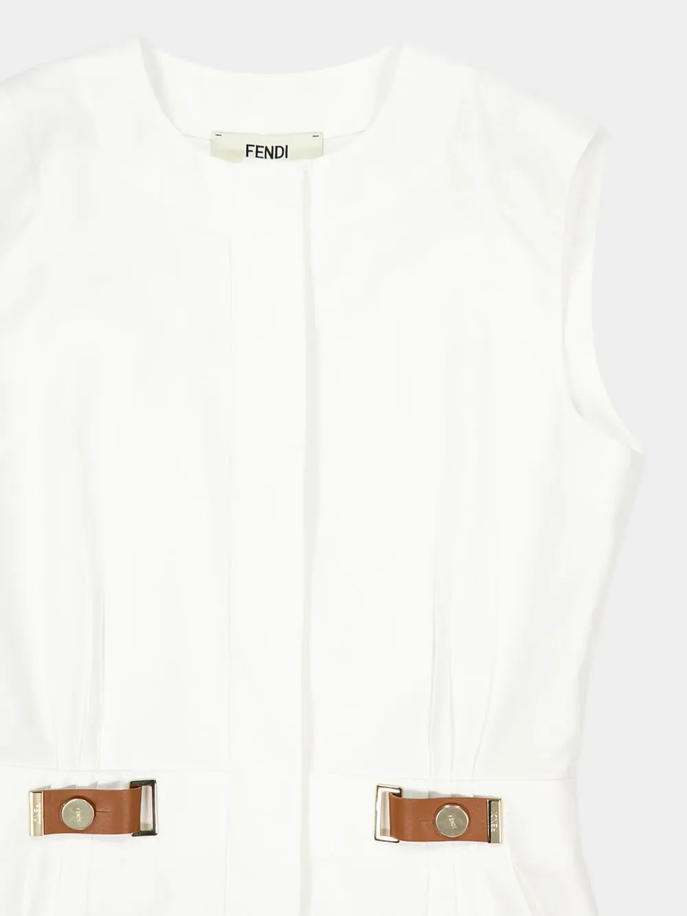 White Linen Sleeveless Midi Dress sold by Fashion Clinic product image thumbnail 4