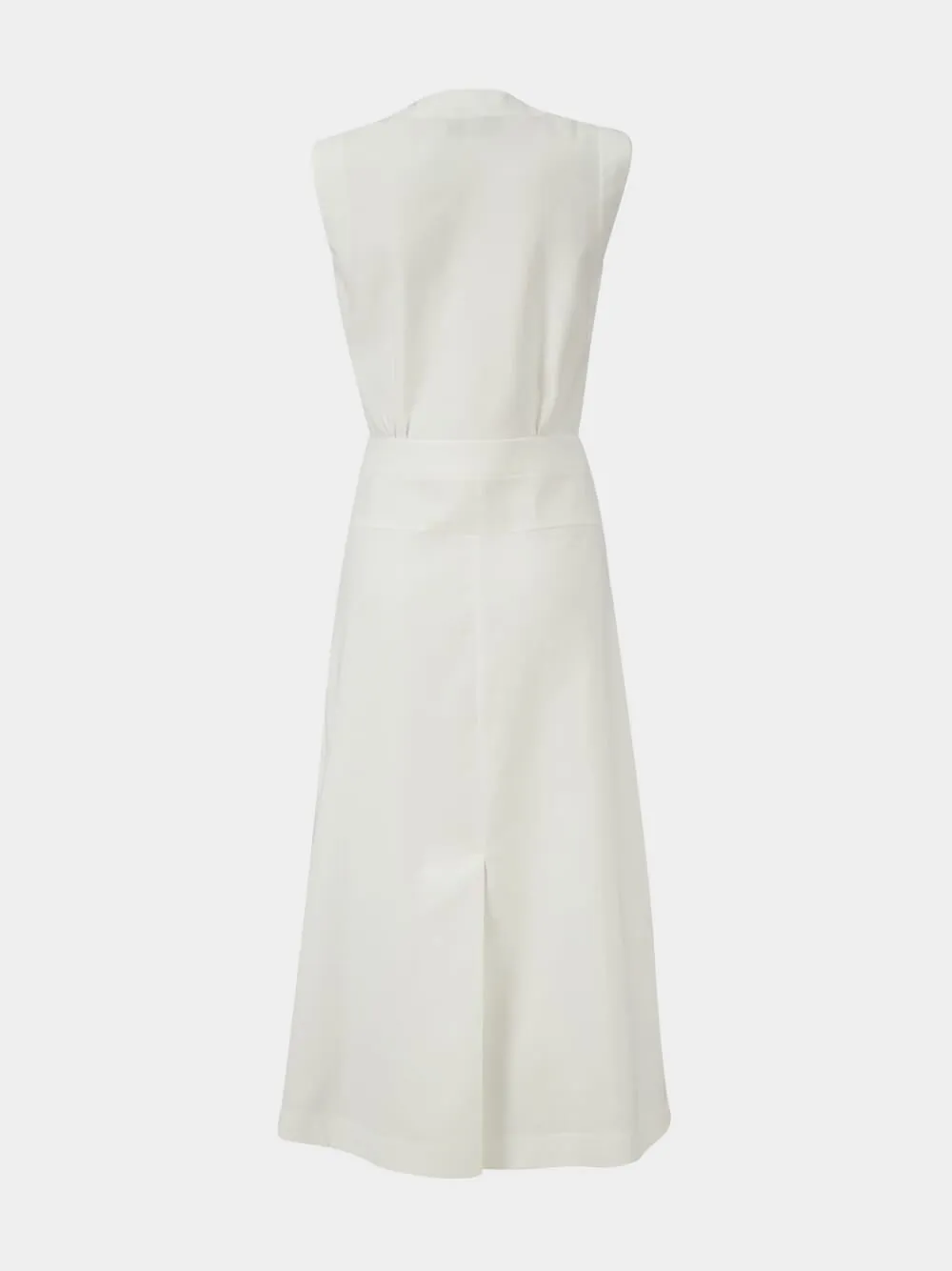 White Linen Sleeveless Midi Dress sold by Fashion Clinic product image thumbnail 3
