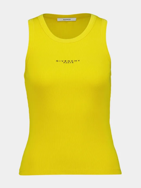 Yellow Cotton Tank Top with Logo Print made by Givenchy