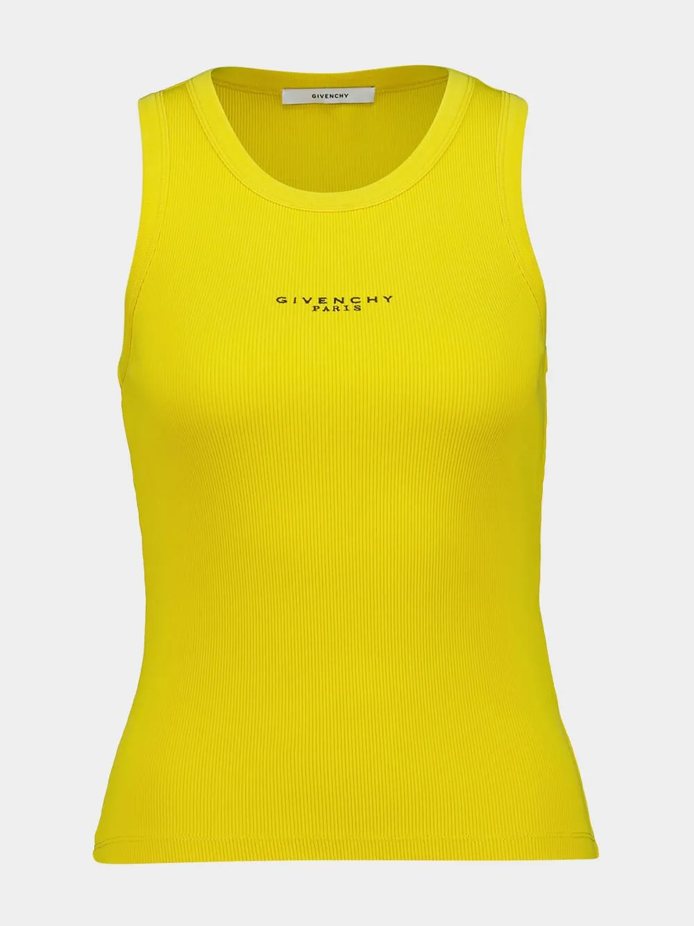 Yellow Cotton Tank Top with Logo Print sold by Fashion Clinic