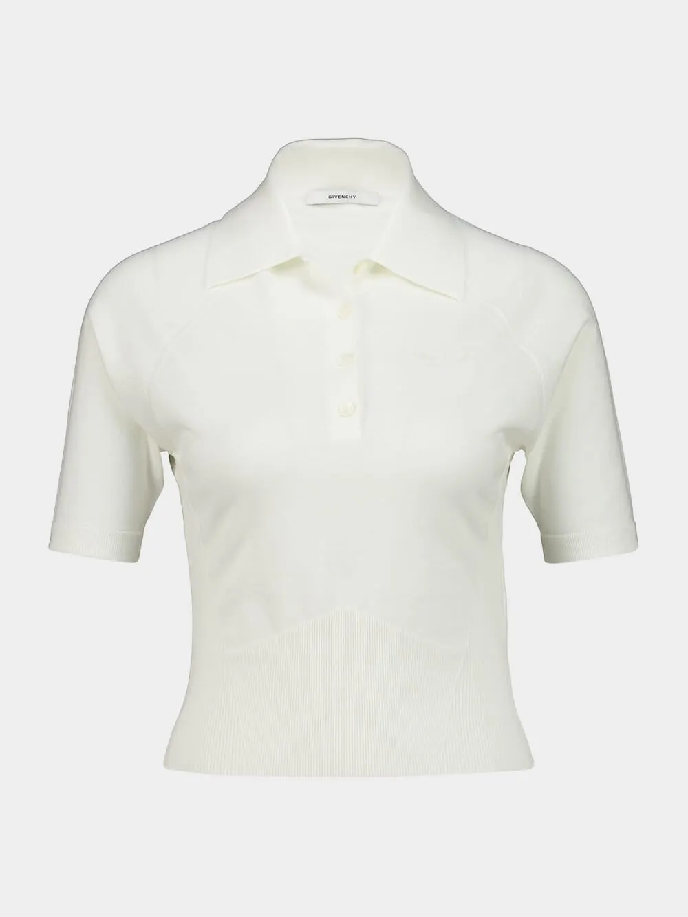 Ivory Cotton Silk Knit Polo Shirt sold by Fashion Clinic product image thumbnail 2