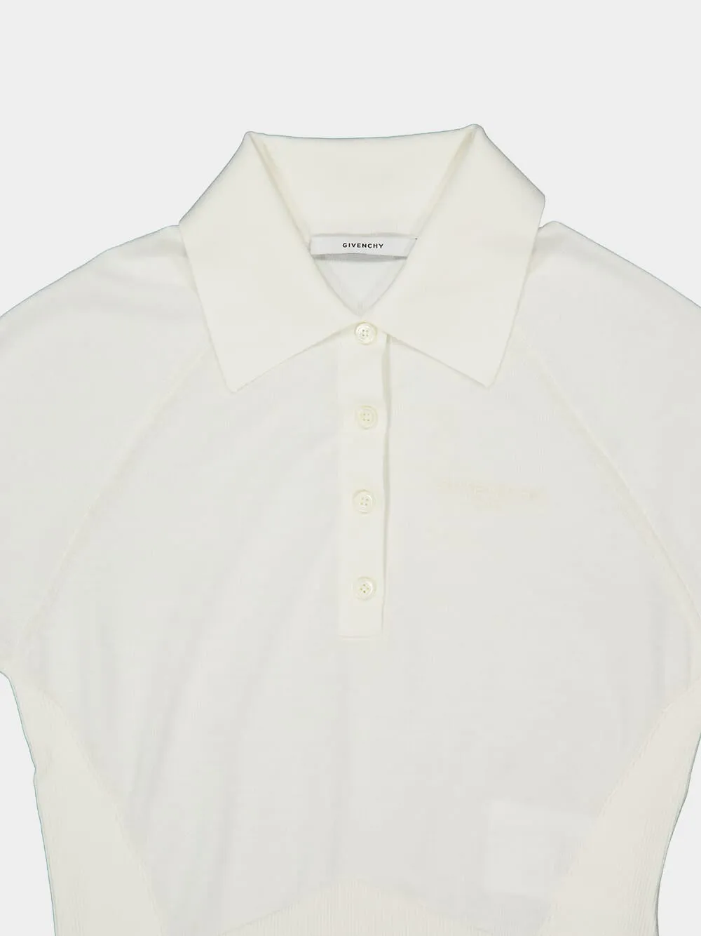 Ivory Cotton Silk Knit Polo Shirt sold by Fashion Clinic product image thumbnail 5