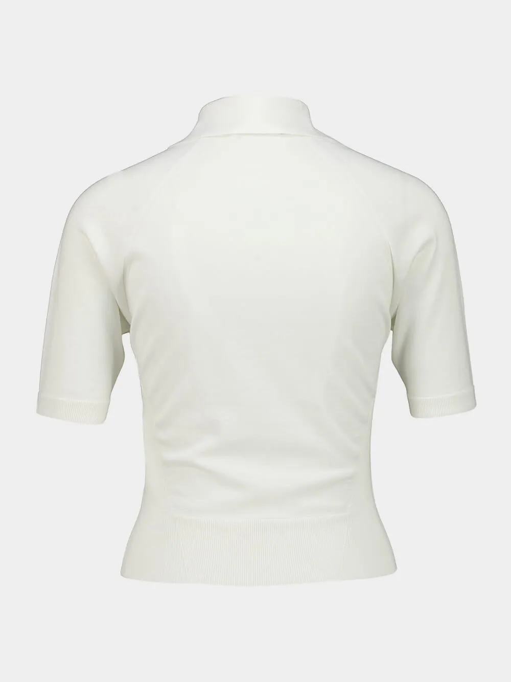 Ivory Cotton Silk Knit Polo Shirt sold by Fashion Clinic product image thumbnail 4