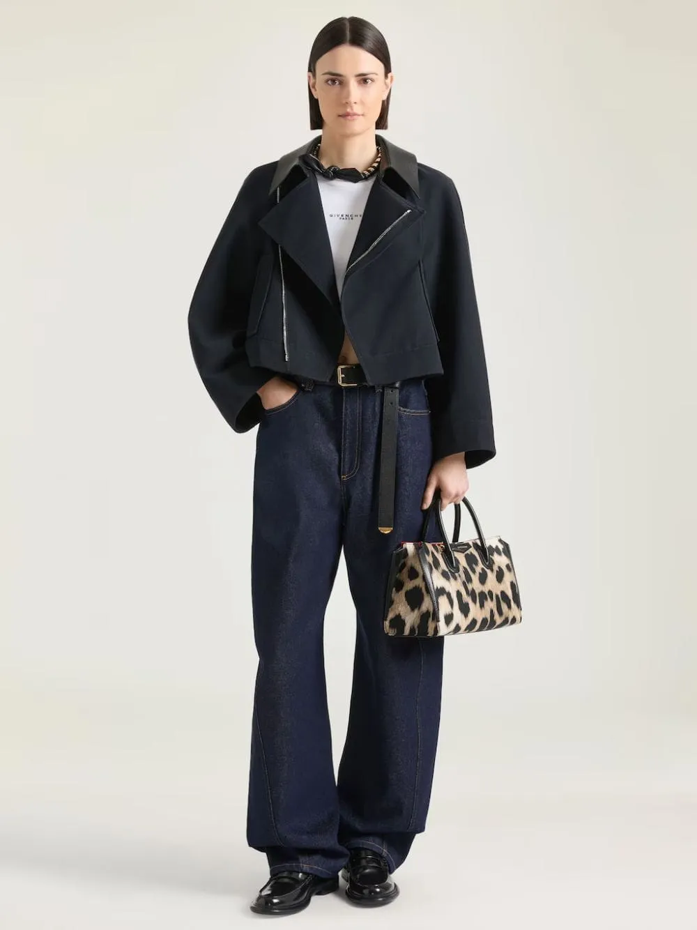 Dark Navy Cropped Cotton Wool Peacoat sold by Fashion Clinic
