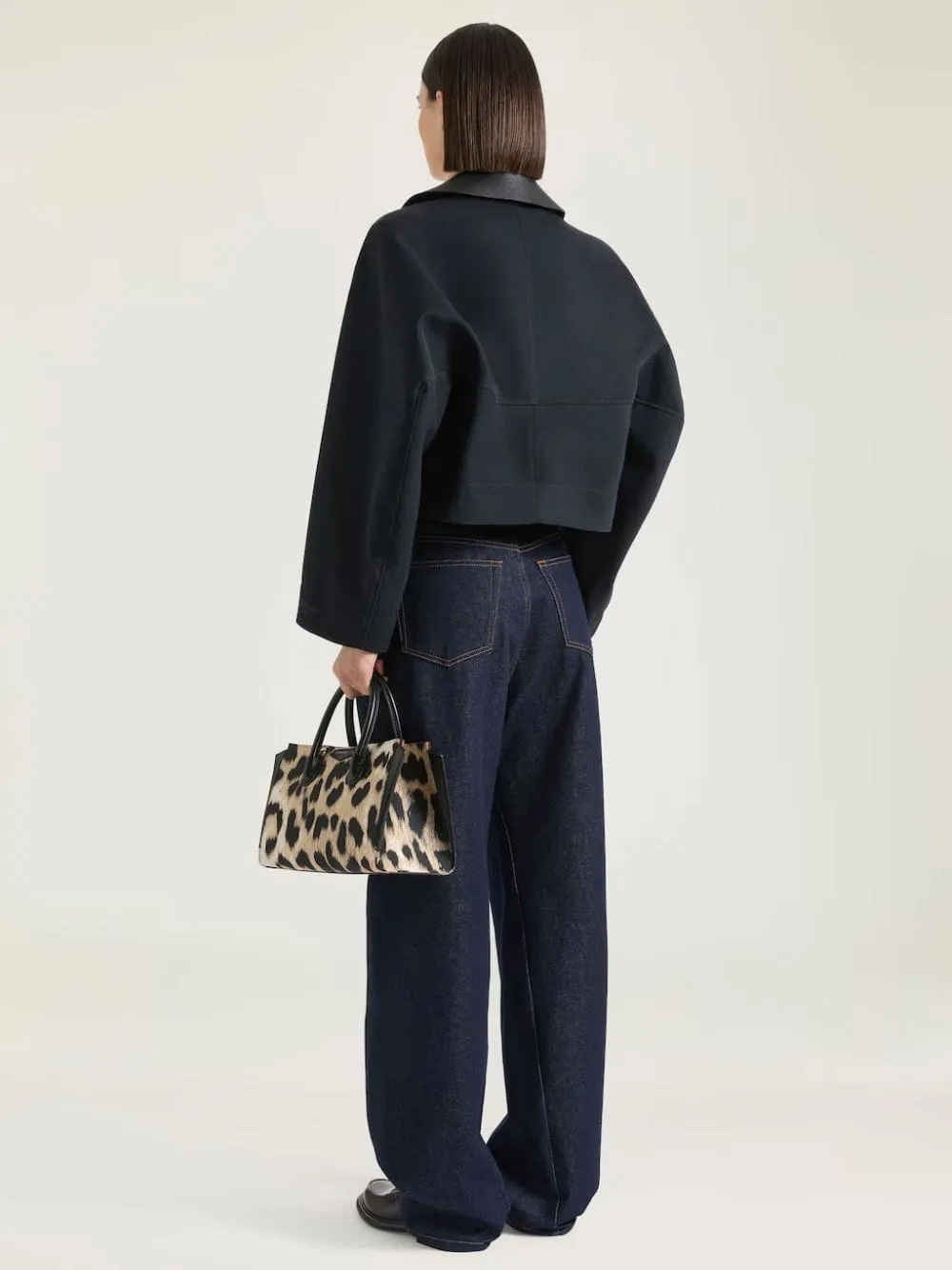 Dark Navy Cropped Cotton Wool Peacoat sold by Fashion Clinic product image thumbnail 3